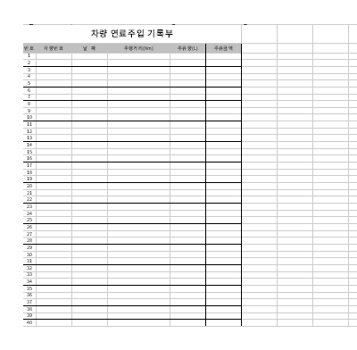 차량 연료주입 기록부 차량 연료주입 기록부